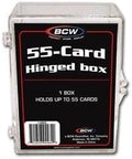 BCW Hinged Trading Card Box – 55 Count - Pack of 50 | Plastic Trading Card Storage Box with Snap Lock | TCG Card Case for Pokémon, MTG, Yugioh | Clear Plastic Card Organizer