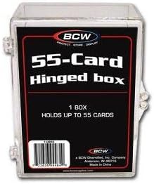 BCW Hinged Trading Card Box – 55 Count - Pack of 50 | Plastic Trading Card Storage Box with Snap Lock | TCG Card Case for Pokémon, MTG, Yugioh | Clear Plastic Card Organizer