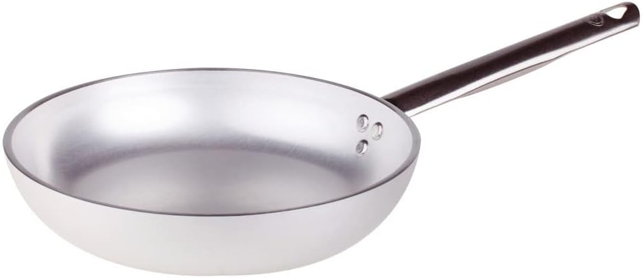 Pentole Agnelli Aluminium Professional Radiant Frying Pan 5 Mm. Thick with Tubular Steel Handle, Diameter 40 cm, Silver