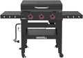 Nexgrill Daytona 3-Burner Propane Gas Griddle with Side Tables, 45000 BTUs Flat Top Grill, 630 SQ. in. Hot Rolled Steel Cooking Space, Outdoor Cooking Barbeque, Black - 720-1057B