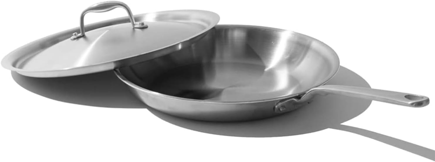 Made In Cookware | 12-Inch Stainless Steel Frying Pan With Lid | 5 Ply Stainless Clad | Professional Cookware | Crafted in Italy | Induction Compatible