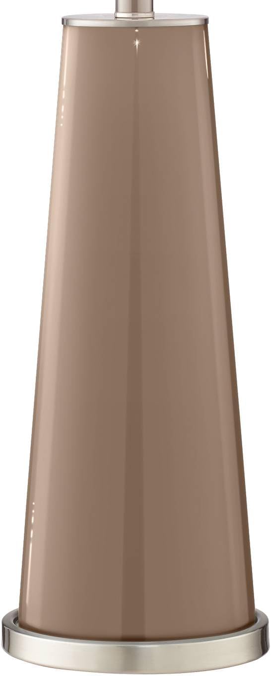 Color + Plus Leo 29 1/2' Tall Cylinder Modern End Table Lamps Set of 2 Mocha Brown Brushed Nickel Finish Glass Fabric White Shade Living Room Bedroom Bedside Nightstand House Office Home Reading