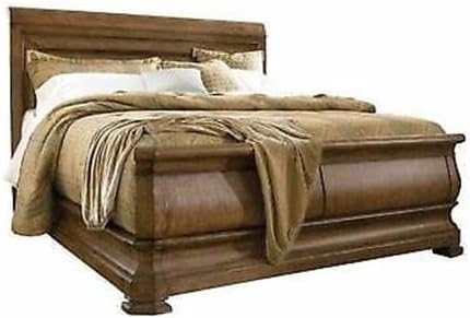Pemberly Row Set of 5 Bedroom Set with King Wooden Sleigh Bed in Brown, Solid Wood Bedroom Furniture Collection, Sleeping and Storage Solution, Complete King Size Bedroom Setup