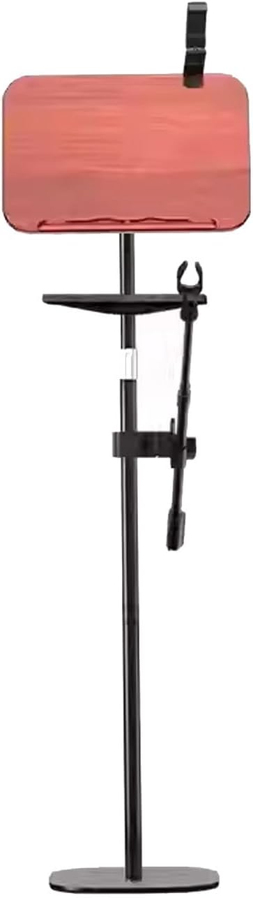 Music Stand,2 in 1 Dual-Use Folding Sheet Music Stand & Desktop Book Stand,Height Adjustable from 19.68' to 55.11',Equipped with Microphone Stand, Phone Holder and Tray