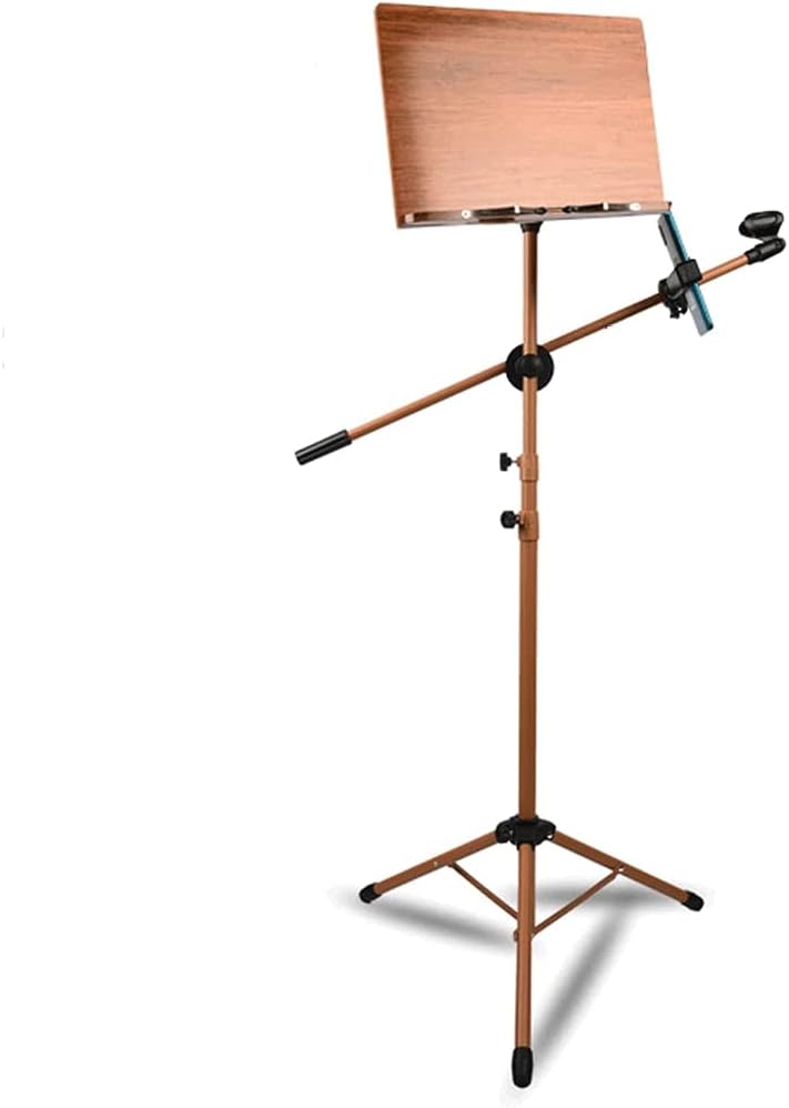 Music Stands Portable Solid Wood Music Holder with Microphone Stand Adjustable Height Folding Sheet Music Stands
