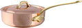 Mauviel M'Heritage 150 B 1.5mm Polished Copper & Stainless Steel Saute Pan With Lid, And Brass Handle, 1-qt, Made in France