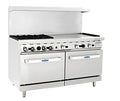 Atosa CookRite AGR-4B36GR-NG 60' Combination Gas Range with 36' Right-Sided Griddle Top, 4 Burners and 2 Full-Sized Oven for Diner | 60'W x 31'D x 57 3/8'H, Stainless Steel, 257,00 BTU, Natural Gas