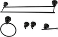 Kingston Brass BAH8213478MB Concord 5-Piece 24-Inch Dual Towel Bar Bathroom Accessory Set in Matte Black