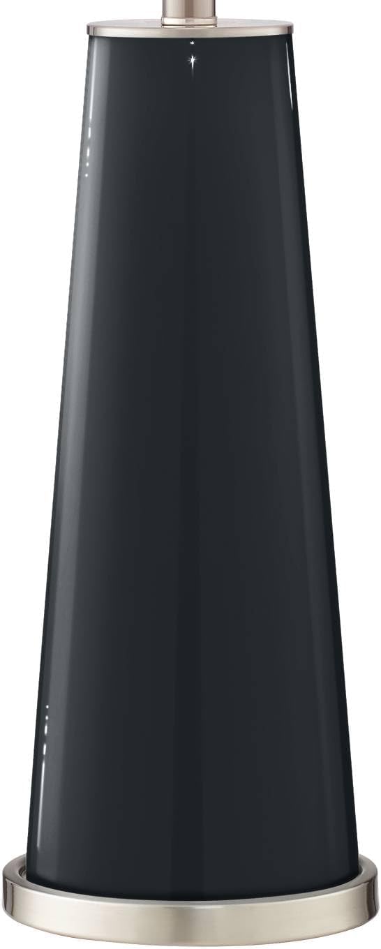 Color + Plus Leo Modern Table Lamps 29 1/2' Tall Set of 2 Black of Night Glass Tapered Column Plain White Drum Shade Decor for Bedroom Living Room House Home Bedside Nightstand Office Family