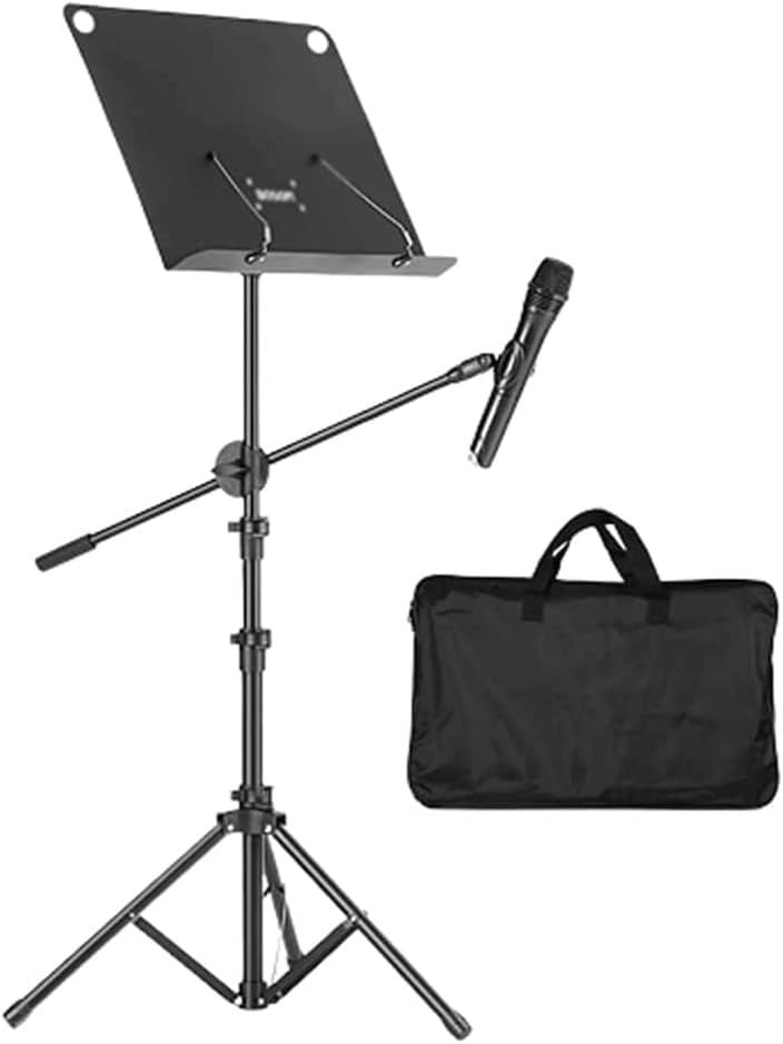 Music Stands Adjustable Height Music Holder Portable Folding Professional Sheet Music Stands with Mic Stand and Carrying Case