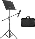 OSCCAR Music Stand Dual-Use Professional Portable Foldable Sheet Music Stand Book Stand with Microphone Stand Holder and Carry Bag Projector Stand Sheet Music Stand