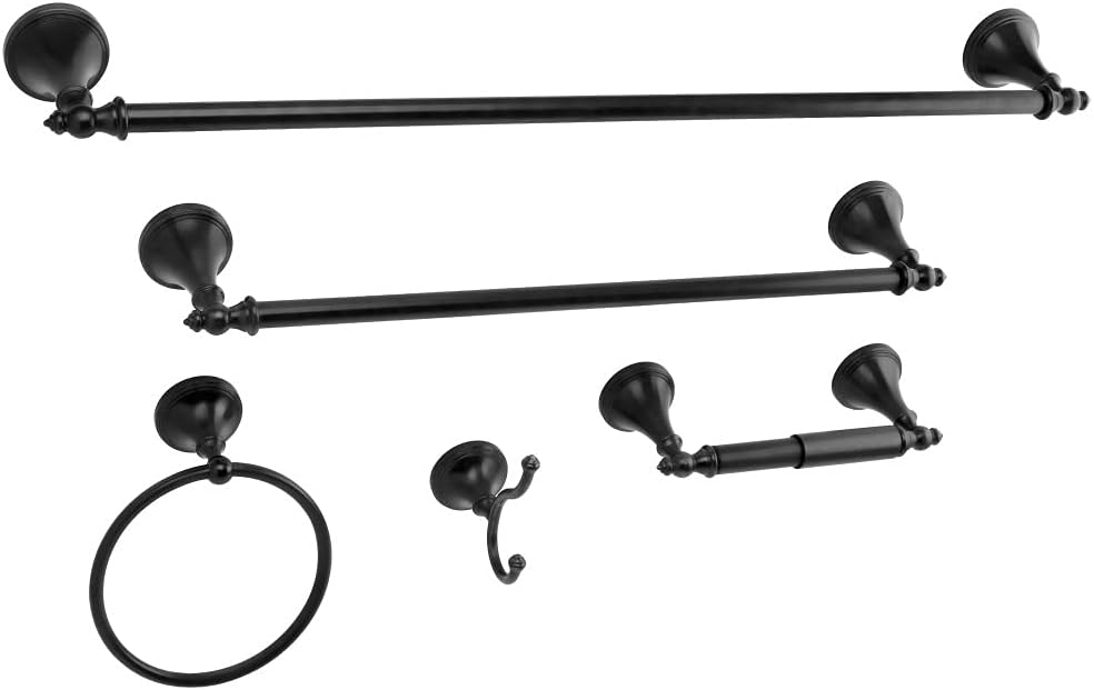 Kingston Brass BAHK1612478K Naples Bathroom Hardware Set, Matte Black 27.56 x 6.13 x 2.25