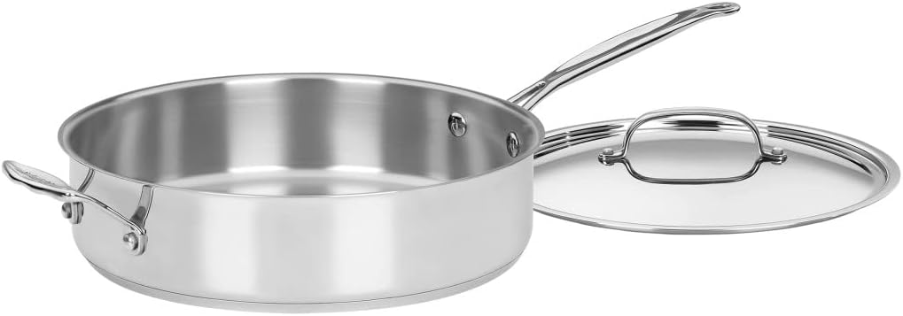 Cuisinart Professional Stainless Skillet with Helper, 12-Inch & Stainless Steel, 5.5 Quart Sauté Pan w/Cover, Helper Handle, Chef's Classic, 733-30H