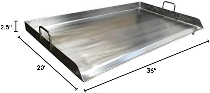 Heavy Duty 36' x 20' Stainless Steel Flat Top Griddle Grill Plancha for Triple Burner Extra Rib Double Bottom