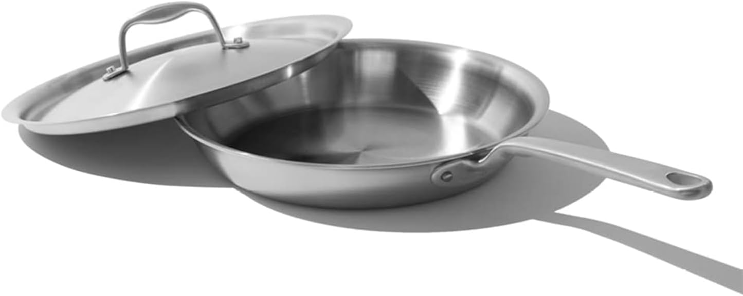 Made In Cookware | 10-Inch Stainless Steel Frying Pan With Lid | 5 Ply Stainless Clad | Professional Cookware | Crafted in Italy | Induction Compatible