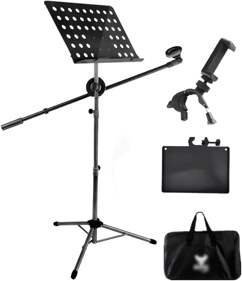 Music Stands with Microphone Stand Music Holder Professional Portable Sheet Music Stands for Concert Classroom Book Stands