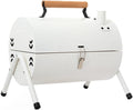Charcoal Grills with Smoker and Griddle Portable Small Bbq Grill with Lid and Handle for Outdoor Camping Cooking Party Picnic Patio Backyard(White)
