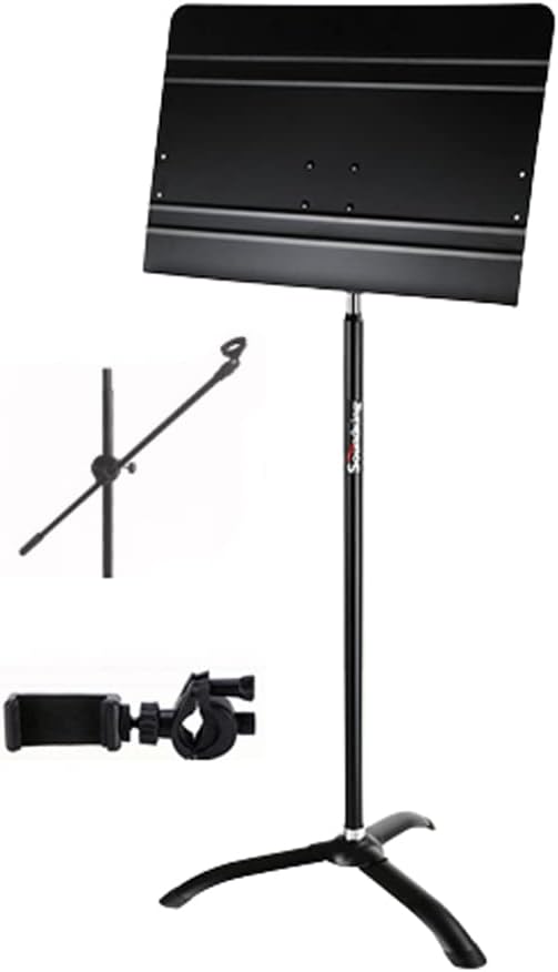OSCCAR Music Stand Dual-Use Professional Portable Sheet Music Stand with Microphone Stand Phone Holder and Carry Bag Projector Stand Sheet Music Stand