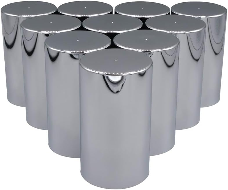 Mytee Products 120 Pcs Chrome ABS Plastic Cylinder Lug Nut Covers 33mm Thread-on Design 3-1/2'(H)- Lug Wheel Axle Nut Covers for Semi Truck, Frightliner, Volvo - Replaces # TNUT-F2L Truck Accessories