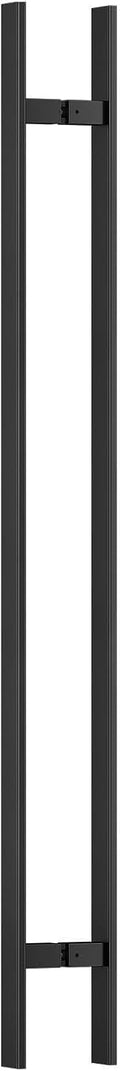 Ranbo 60' Large Push Pull Door Handle, 1200mm (47 1/4 inch) CTC, 1.2mm Thick 304 Stainless Steel, Fits 6–19mm (1/4'–3/4') Glass Doors, for Front, Entry, Commercial and Long Doors, Matte Black