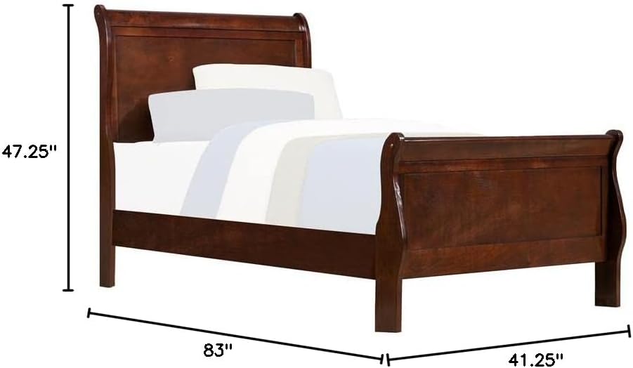 Homelegance Quincy Sleigh Panel Bed, Twin, Cherry