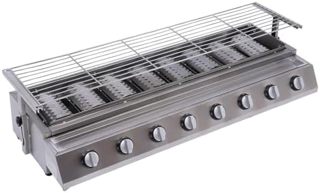 40'' Tabletop Grill Commercial Gas BBQ Grill w/ 8 Burners Portable Gas Barbecues Griddle, for Parties, Backyard barbeques, Camping or Picnicking