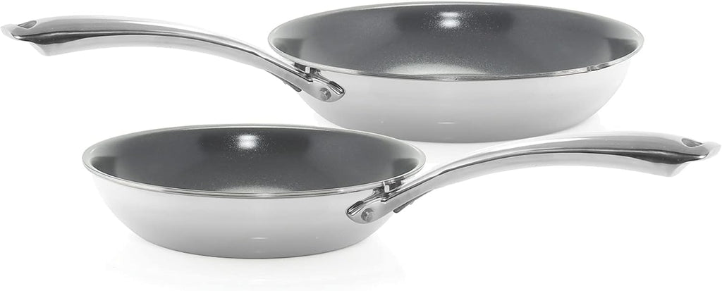 Chantal 3.Clad Tri-Ply Non Stick 2 piece Fry Pan Set, 8' and 10' Fry pans, Ceramic Non Stick, (SLT63-2FRYC)