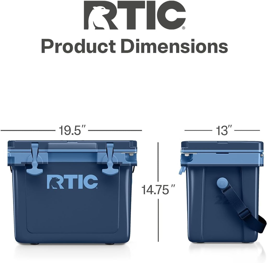 RTIC Ultra-Light Hard Cooler Insulated Portable Ice Chest Box for Drink, Beverage, Beach, Camping, Picnic, Fishing, Boat, Barbecue, 30% Lighter Than Rotomolded Coolers