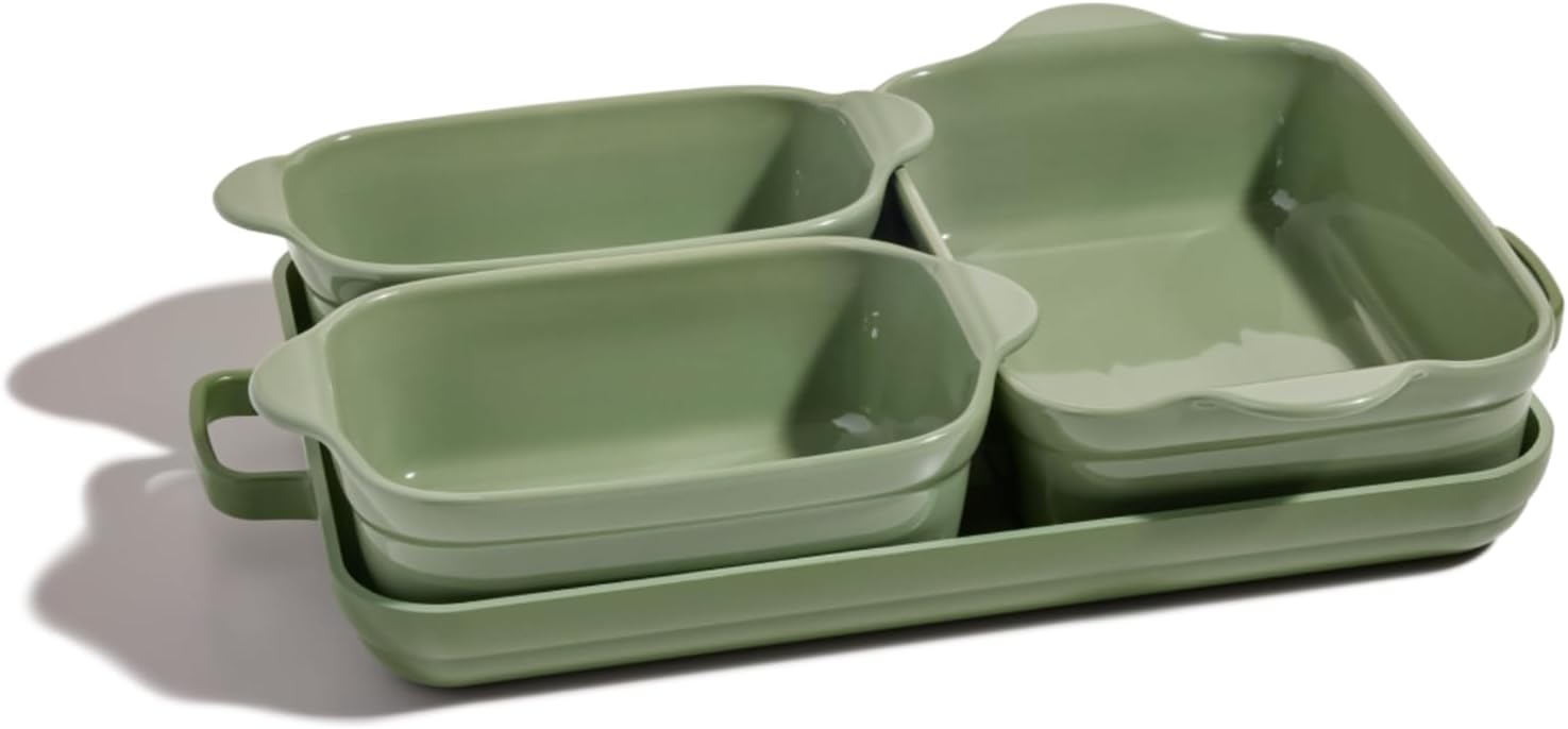 Our Place Bakeware Set | 5-Piece Ceramic Bakeware Collection with Stovetop-to-Oven Griddle Pan | PFAS-Free Non-Toxic Nonstick Pans, Oven Mat & Baking Dishes | Sage