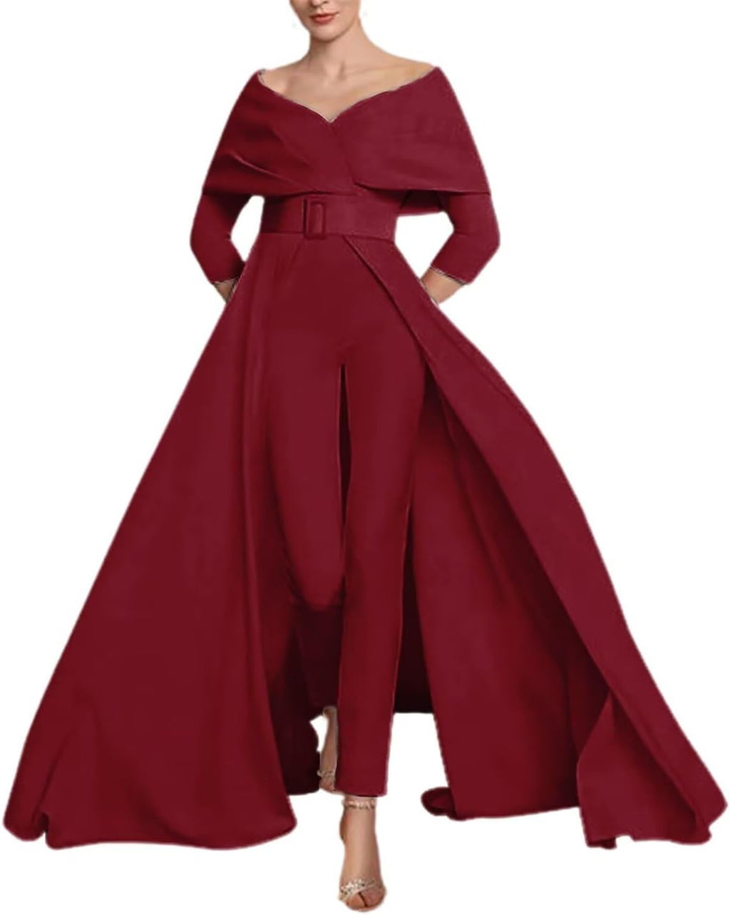 Two Piece Jumpsuit Mother of The Bride Dresses for Women Off Shoulder Satin Elegant Formal Evening Dress for Women