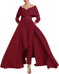Two Piece Jumpsuit Mother of The Bride Dresses for Women Off Shoulder Satin Elegant Formal Evening Dress for Women