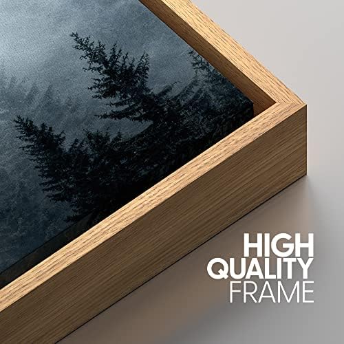 SIGNWIN Framed Canvas Print Wall Art Set Winter Fog Mist Pine Tree Mountain Forest Nature Wilderness Photography Modern Art Landscape Relax/Calm for Living Room, Bedroom, Office - 24'x36'x3 Natural