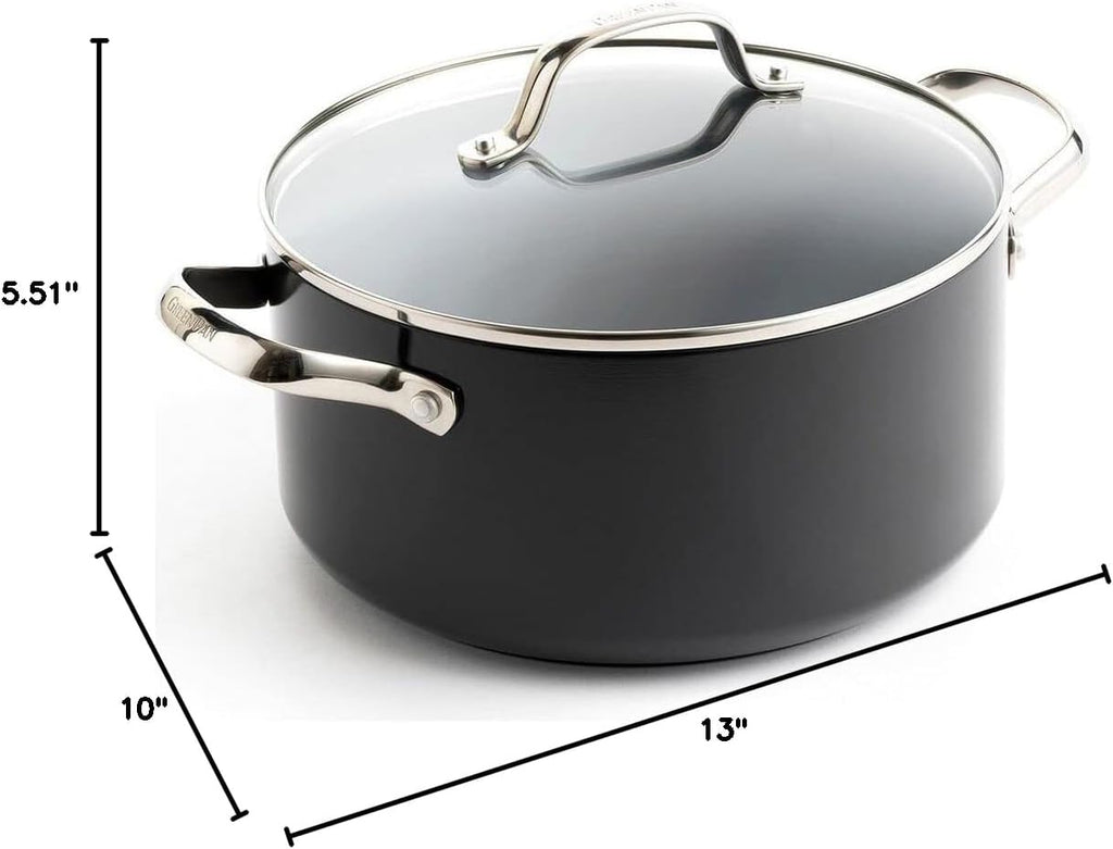 GreenPan Valencia Pro Hard Anodized Healthy Ceramic Nonstick 5QT Stock Pot with Lid, PFAS-Free, Induction, Dishwasher Safe, Oven Safe, Gray