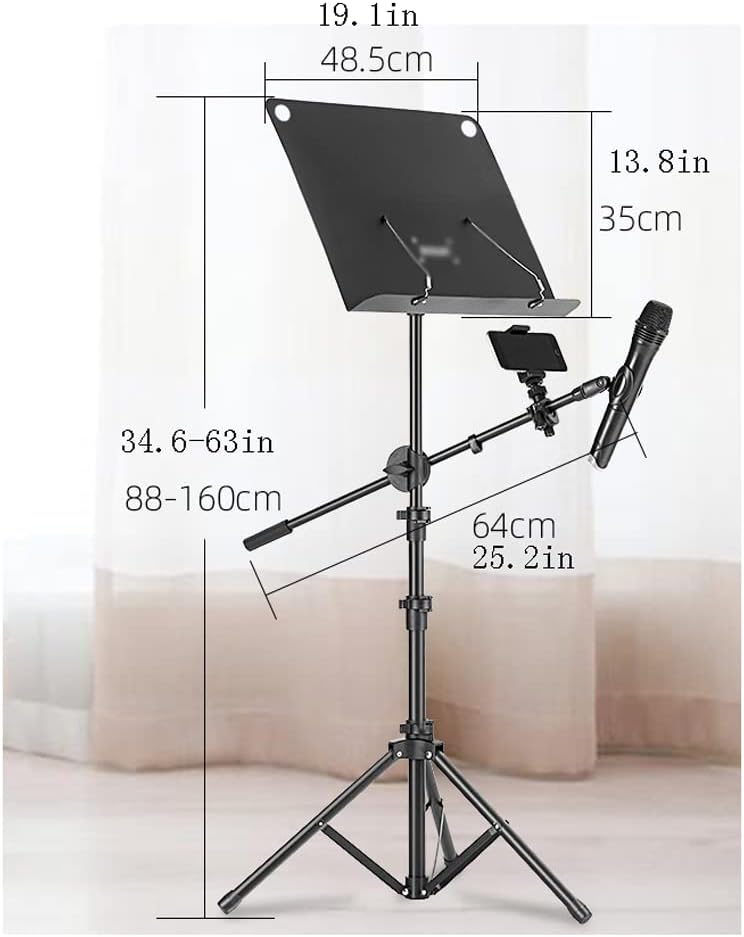 OSCCAR Music Stand Dual-Use Professional Portable Foldable Sheet Music Stand Book Stand with Microphone Stand Holder and Carry Bag Projector Stand Sheet Music Stand