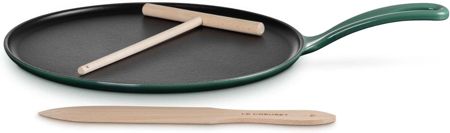 Le Creuset Enameled Cast Iron Traditional Round Crepe Pan, 10.25', Artichaut