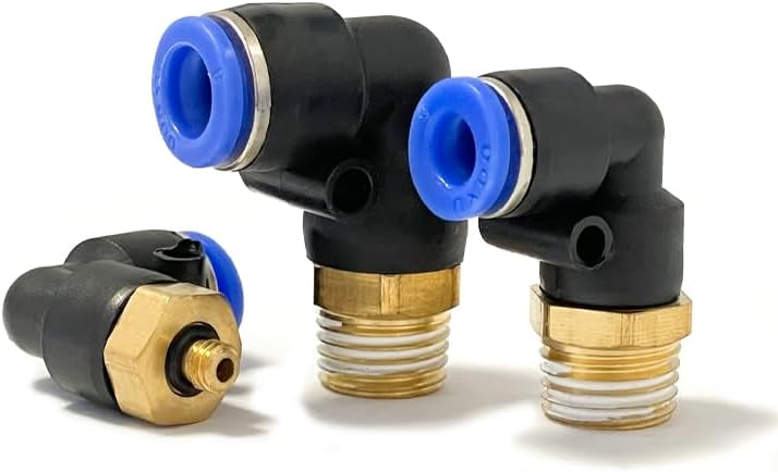 100Pcs PL Elbow 4-M5 6-M5 Straight Air Connector Pneumatic Quick Fittings 1/8' 1/4' 3/8'1/2' Male Thread Push In(PL8-03)