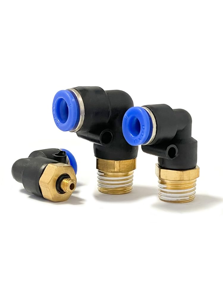 100Pcs PL Elbow 4-M5 6-M5 Straight Air Connector Pneumatic Quick Fittings 1/8' 1/4' 3/8'1/2' Male Thread Push in(PL10-03)
