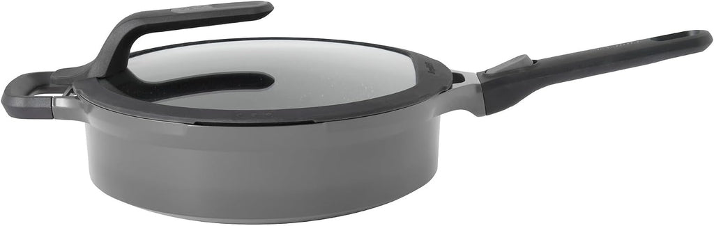 BergHOFF GEM Non-stick Sauté Pan 11' 4.9qt., Stay-cool, Detachable Handle, Glass Lid, Ferno-Green, Non-Toxic Coating, Induction Cooktop Ready