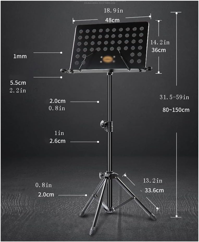 LXX Dual-Use Professional Foldable Sheet Music Stand Book Stand with Microphone Stand Holder and Carry Bag Music Sheet Clip