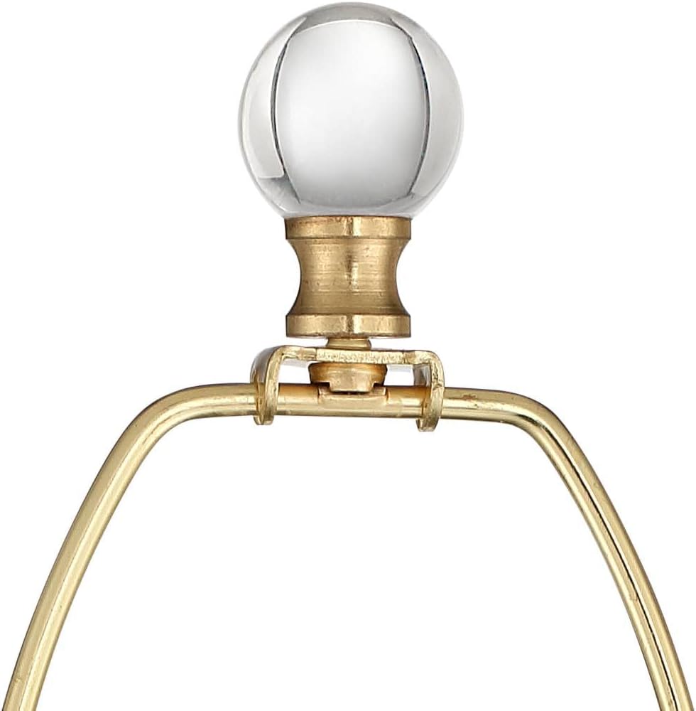 Vienna Full Spectrum Halston Modern Buffet Table Lamps Set of 2 with Dimmer 32 1/2' Tall Skinny Brass Metal Stacked Crystal Off-White Fabric Drum Shade Living Family Room Dining House Home Office
