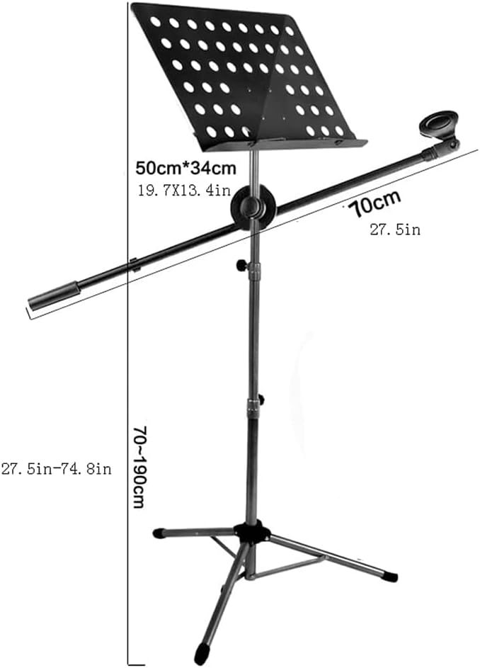 Music Stands With Microphone Stand Music Holder Professional Portable Sheet Music Stands For Concert Classroom Book Stands,A (B )