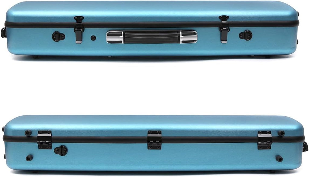 Violin case 4/4 Full size High strength Carbon fiber hard shell Durable handles Internal storage with Backpack straps Music Sheet bag (Blue)