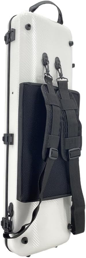 Violin case 4/4 Full size High strength Carbon fiber hard shell Durable handles Internal storage with Backpack straps Music Sheet bag (White with Code lock)