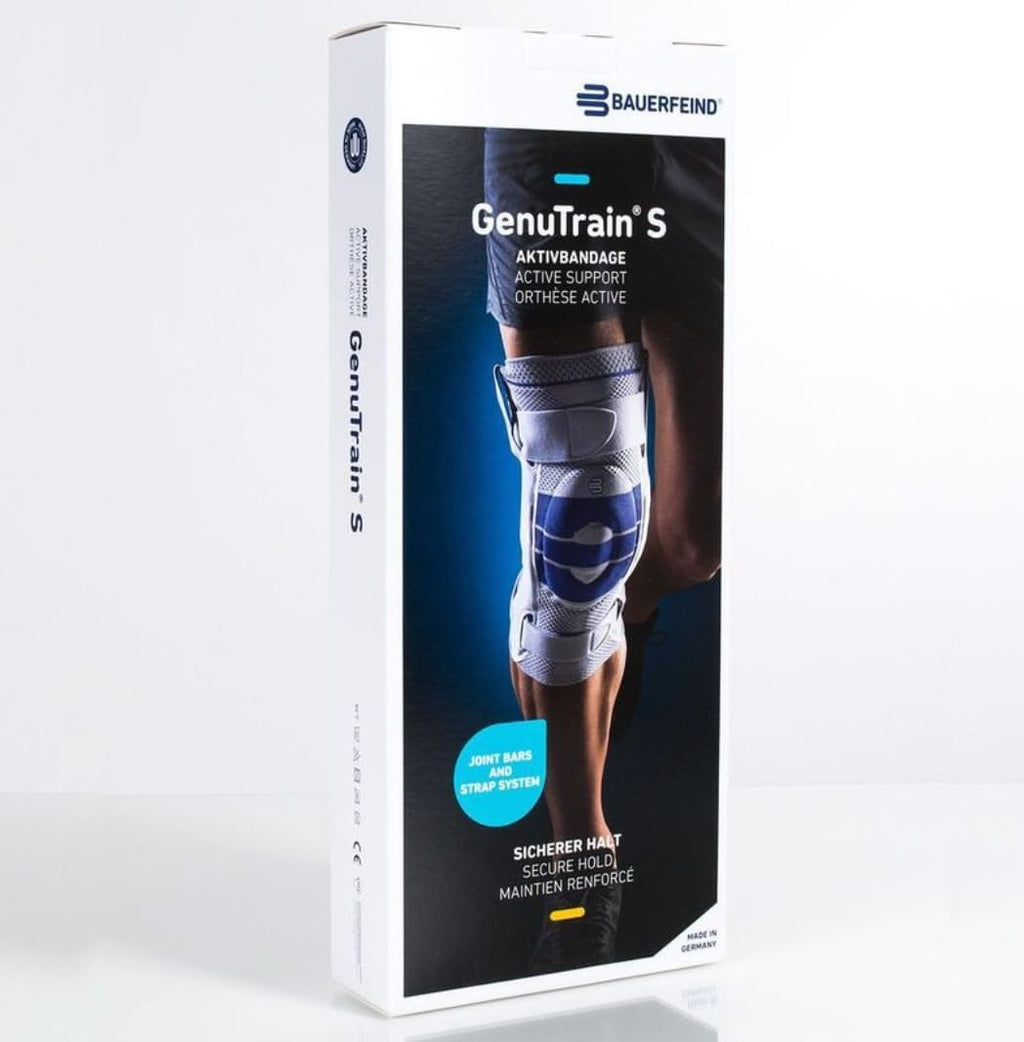 Bauerfeind - GenuTrain S - Hinged Knee Brace Support - Advanced Stability of the knee joint - Right Knee - Size 4 - Color Titanium