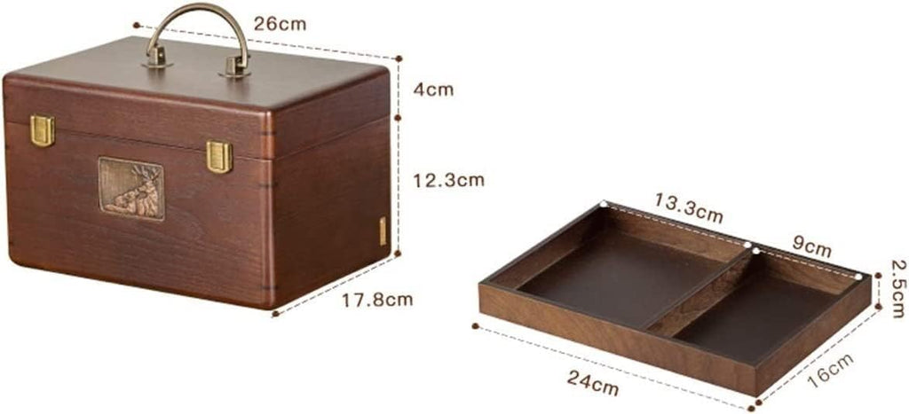 Medicine Storage Box Organizer Jewelry Travel Pill Case Family First Aid Portable Chest Wood Containers with Tray Cabinets Multi-use 26X17.8X16.3CM