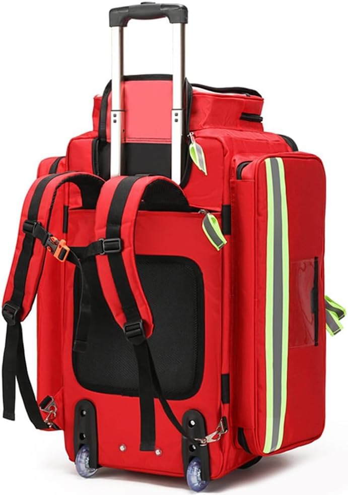 COYEUX Rolling Medical Bag with Wheels, Empty Emergency Response Supplies Bag, with Compartments, for EMT, EMS, Home Health Care