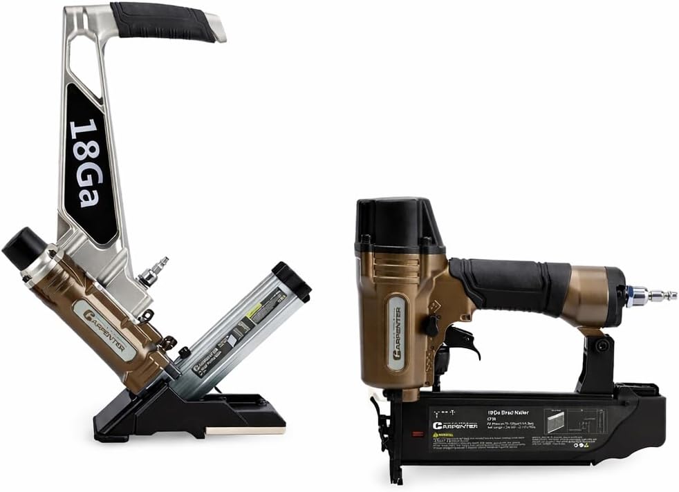 Carpenter Tools CFL4518-18 Gauge L Cleat Flooring Nailer with Mallet and CF50 18 Gauge Brad Nailer