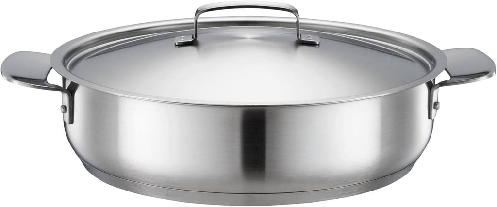 Fiskars Sauté Pan with Lid, Diameter 28 cm, Non-Stick, Suitable for All Cookers, Recycled Stainless Steel, Silver, 1064749