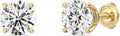 Gilded Lab-Grown Diamond Stud Earrings | 925 Sterling Silver Studs and 14KT Gold 925 Plated Silver | Hypoallergenic Fine Jewelry | 4-Prong Basket, Push Back Nut | Round Cut, SI1 Clarity, F Color | 1/10,1/5,1/4,1/3,3/8,1/2,3/4,7/8,1,1 1/2 ct tw