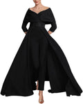 Two Piece Jumpsuit Mother of The Bride Dresses for Women Off Shoulder Satin Elegant Formal Evening Dress for Women